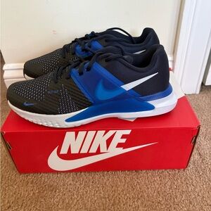 Nike Black & Blue Men’s Athletic Sneakers with White Swoosh